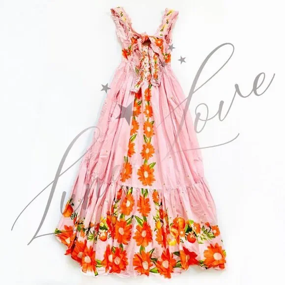 FARM RIO Pink Papaya Salad Maxi Dress NWT - Picture 7 of 10